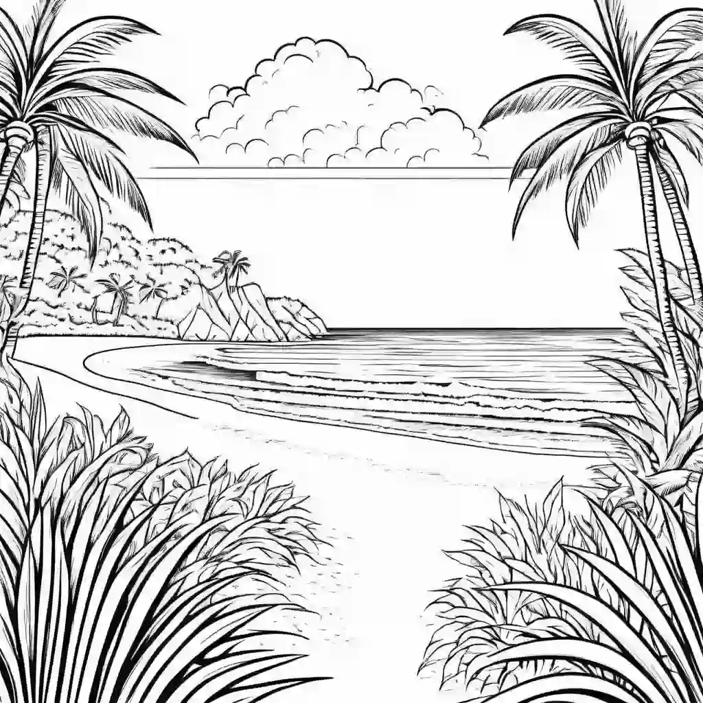 Beach scene in Summer coloring pages